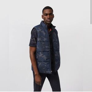 PSYCHO Bunny ALLEN REVERSIBLE Black /Blue  CAMO PUFFER VEST Men’s size Small